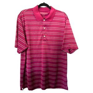 Men's Greg Norman Collared Striped Short Sleeve Polo Golf Shirt Size Large
